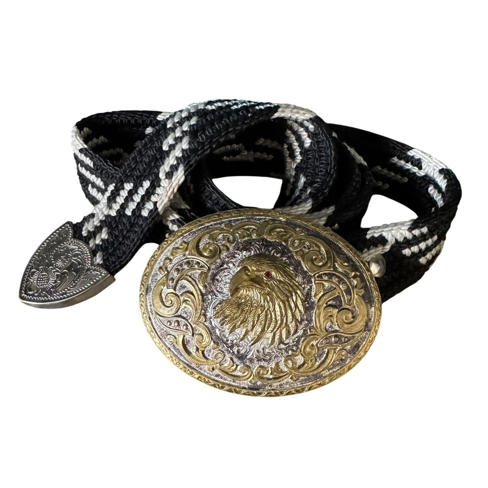 Patriotic Usa American Bald Eagle Head With Ruby Red Eye Belt Buckle By Crumrine